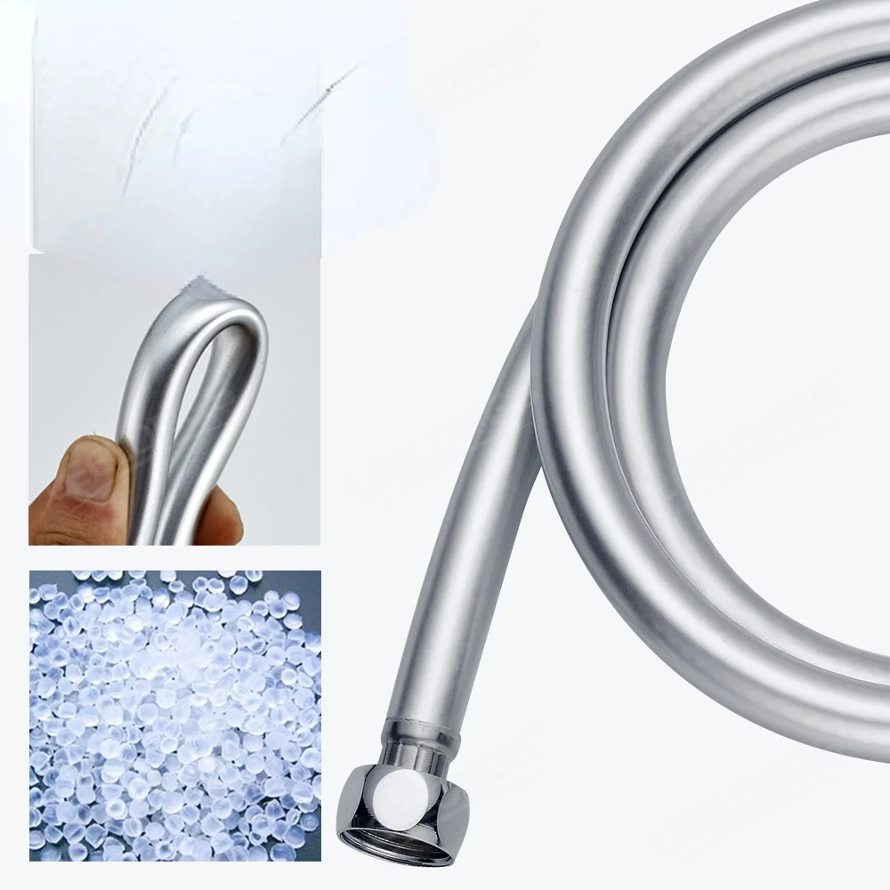 
1.2m 1.5m 2m Non-toxic Leakproof Handheld Shower Head Hose Flexible Anti-Kink PVC Silver Grey Shower Hose 