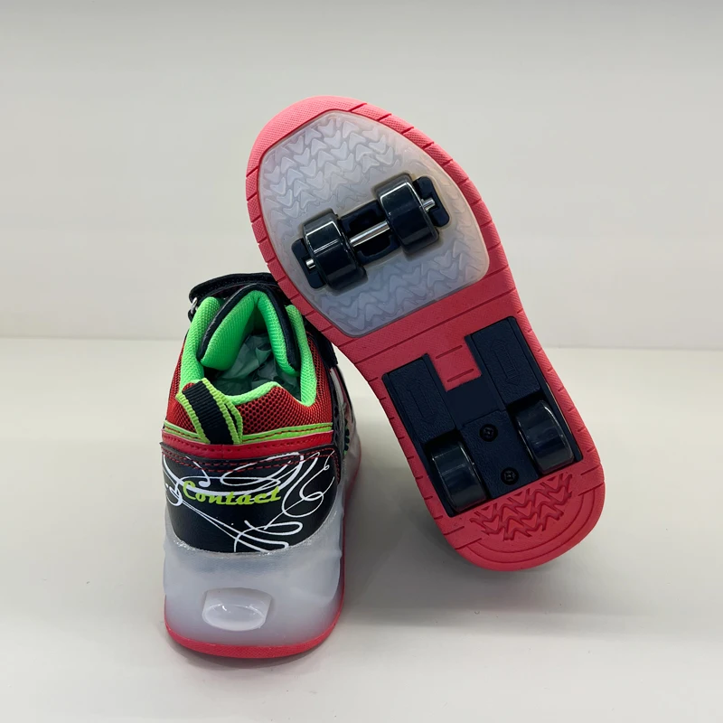 Kids Led Light Up Shoes Kick Roller Skate Shoes With Wheels Boys Girls Glowing Sneakers Usb Charging Boy Fashion Shoes