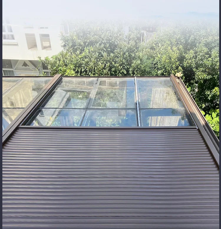 waterproof automatic aluminium rolling shutters roof systems exterior retractable glass cover