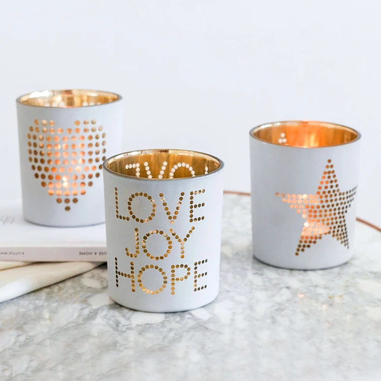 fragrance glass candle holder love Scented soy wax mercury glass votive for home decor