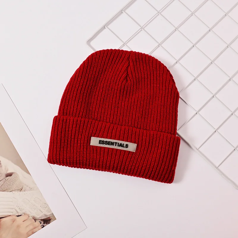 Wholesale Custom Unisex 100% Acrylic winter thick knitted beanie custom logo pure color beanies hat