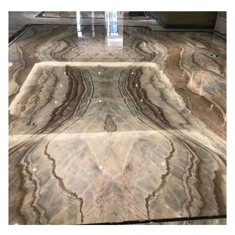 Italy luxury marble floors , Polished Crazy Roman impression brown Marble Slab