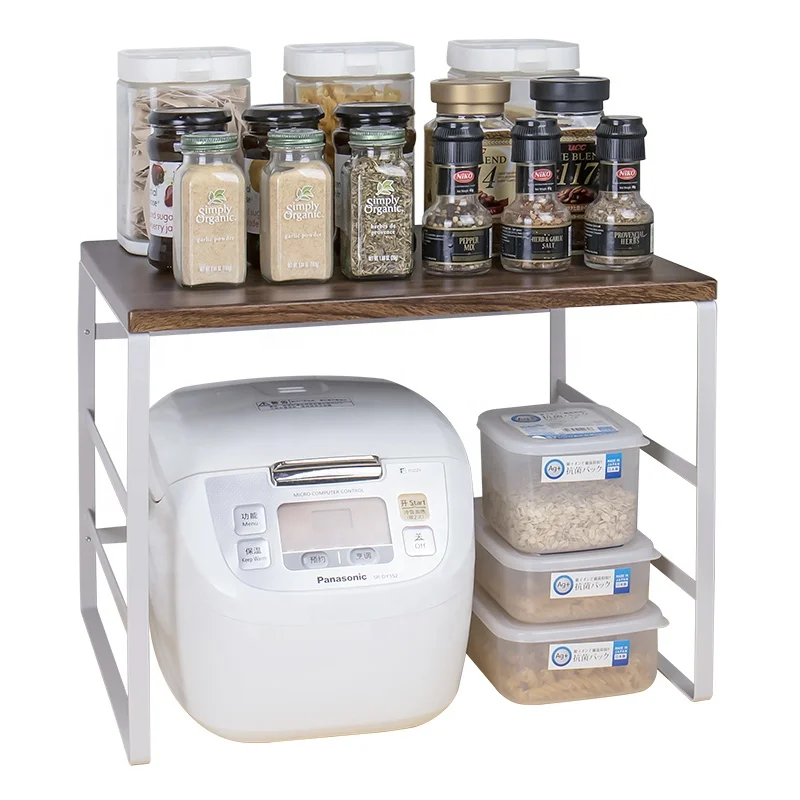 2-tier Kitchen Microwave Oven Shelf with MDF Board Storage Organizer Organization Kitchens Shelf Rack