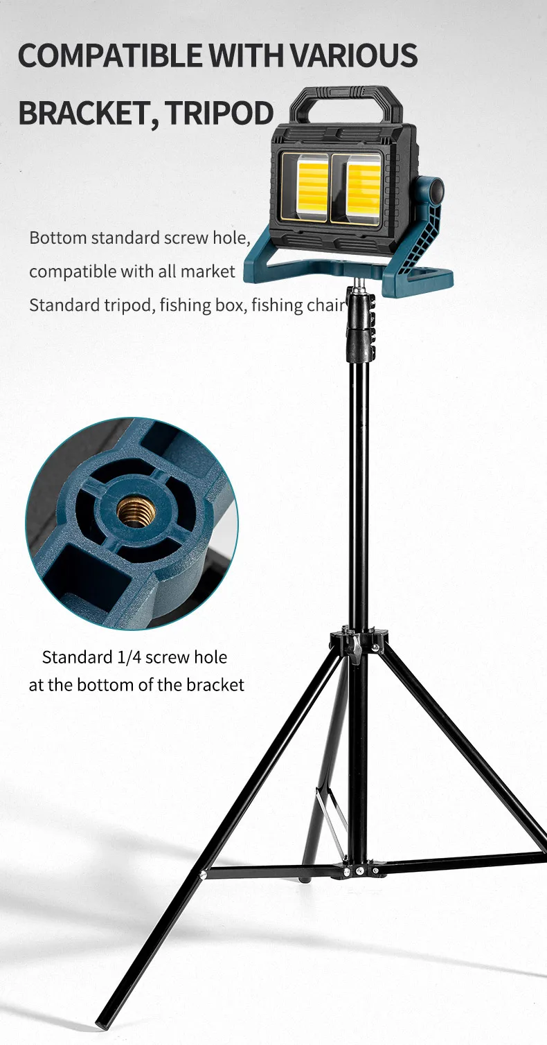 Multi-function Led Work Light Split Battery Pack Rechargeable Work Light with Tripod Black DC COB LED Work Light 1800lm Green