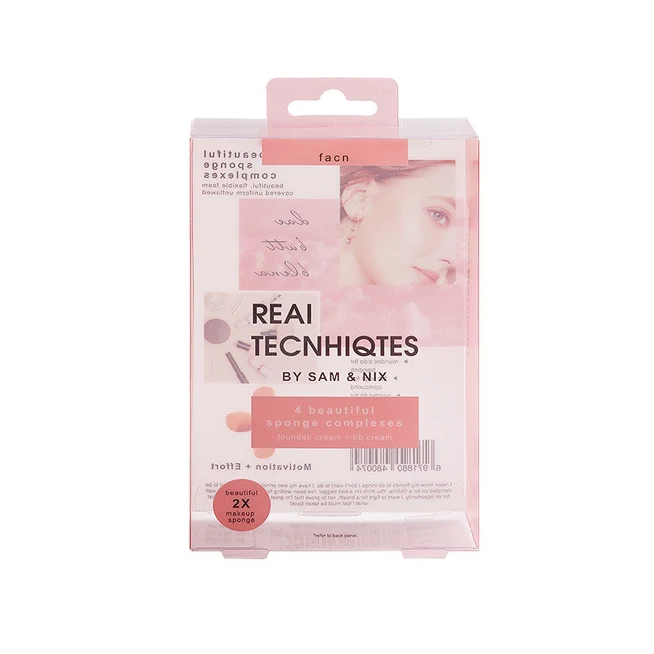 Custom Recyclable PVC PET Blister Packaging Box Beauty Cosmetics Lipstick Makeup Puff Sponge Plastic Boxes for Hardware Goods