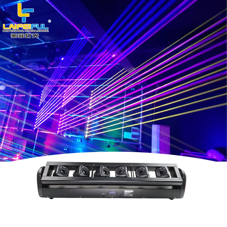 3W 12W DJ SHOW 6 EYES MOVING HEAD LASER BAR LIGHT 6 HEADS DMX/SOUND/AUTO CONTROL CLUB BAR BEAM LASER RED GREEN BLUE