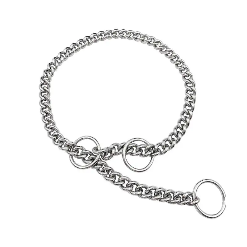 New Dog Products 2023 Stainless Steel 10.8MM  Automatic Retractable Leash Dog Metal  P Chain Dog Collar