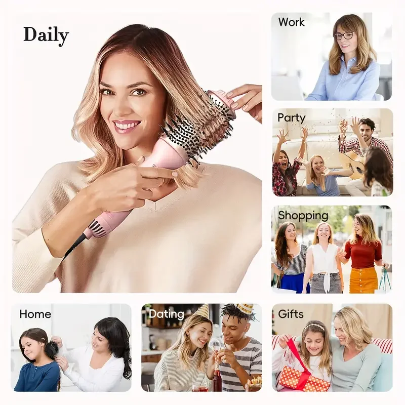 Hot Hair Blow Dryer Brush Hot Air Brush One Step HairDryer Styler Volumizer 4 in 1 for Drying Straightening Curling Volumizing