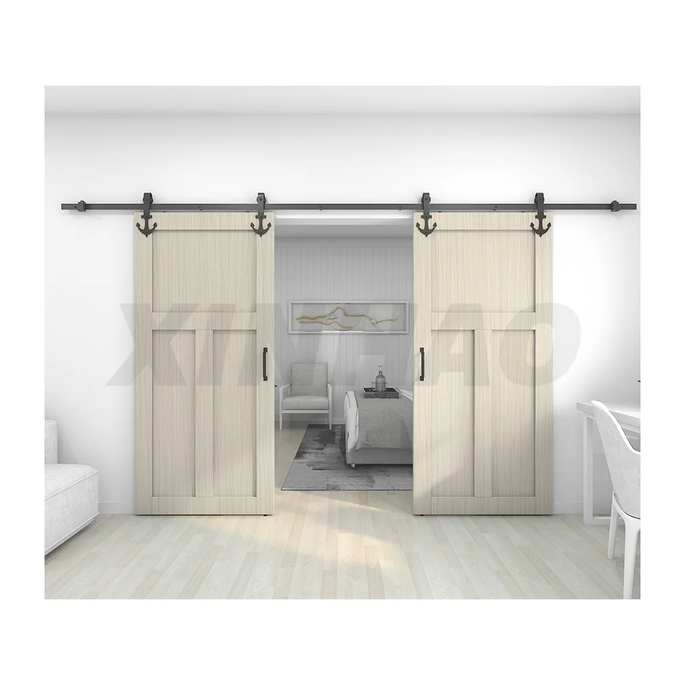 carbon steel Sturdy Black Sliding Barn Door Hardware Kit sliding barn door guide rail for wood door