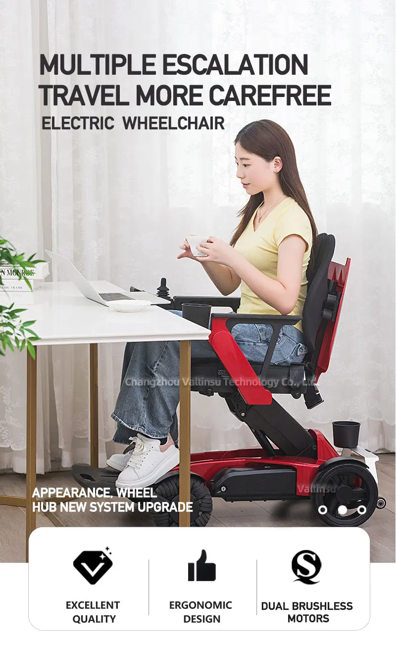 8AH/13AH lithium Battery Electric Aluminum Lightweight Foldable Wheelchair for the Disabled Power Folding Wheelchair Walker