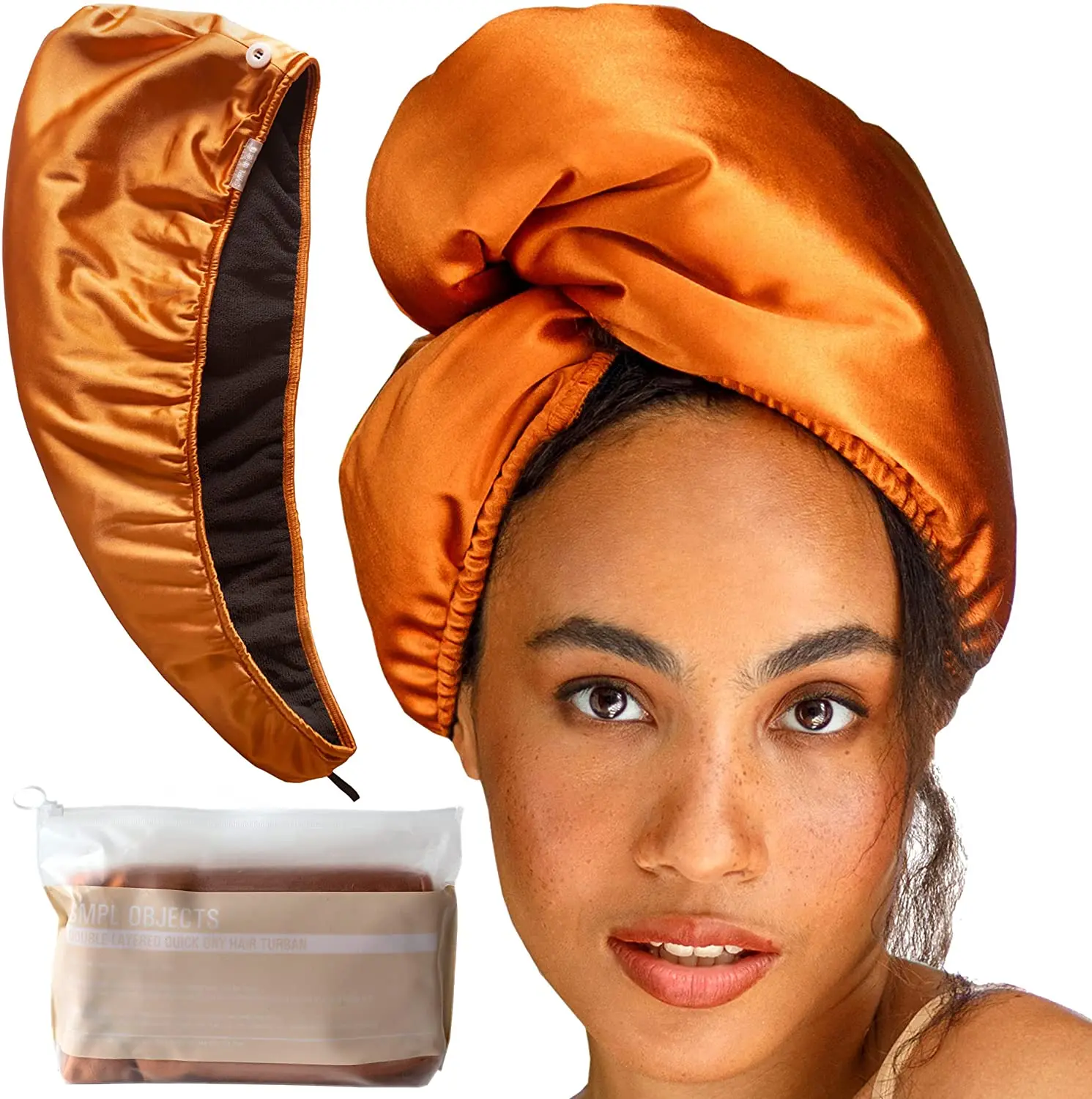 custom  double layer stain silk hair wrap towel hair drying towel hair turban towel