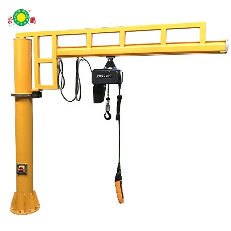 1t 2t 3m 5m 6m Ground Mounted Column Slewing 90 270 360 Degree Rotating Jib Crane