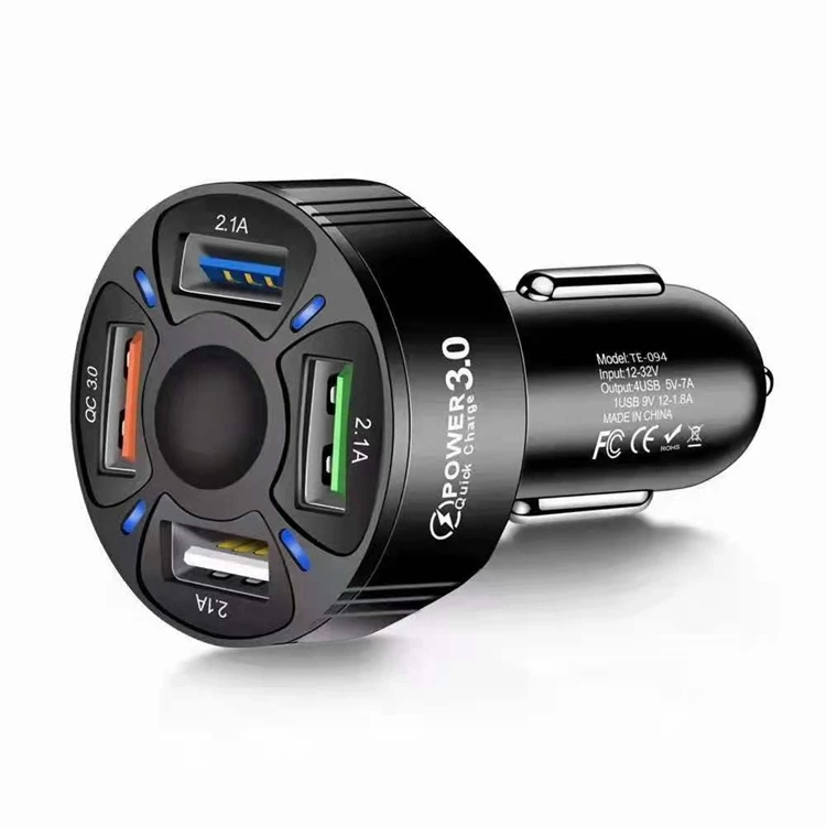 QC3.0 Car Charger 12v-24v Fast Charging 3.0 usb Car Charger 4 Port For iPhone Samsung
