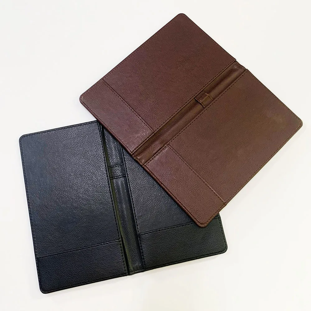custom design black and brown pu leather restaurant bill folder