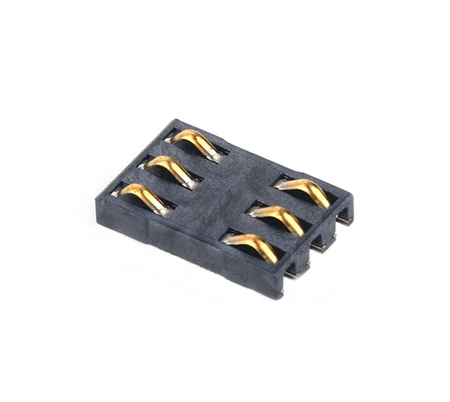MUP 6PIN SMT type sim card connector pcb solder terminal electrical connector socket for POS GPS BEST sale in Africa Aisa