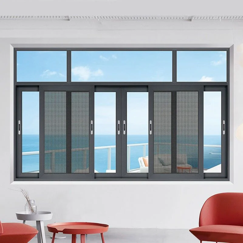 Modern Design Double Glazed Aluminum Sliding Windows Mosquito Net Aluminum Window Price Exterior Application Horizontal Opening