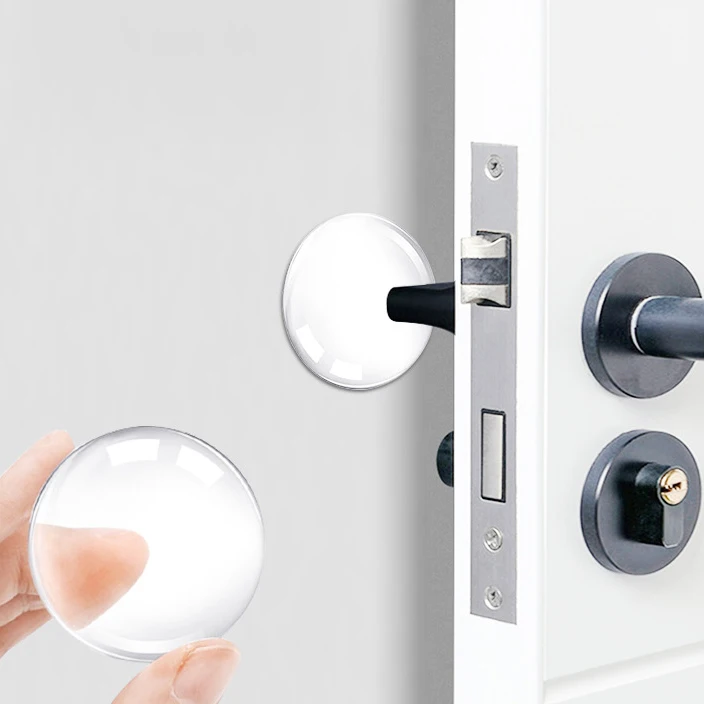 6 Piece/Pack Door Buffer Stopper Wall Protector Punch Free Adhesive Plastic Transparent Silicone Sliding Door Bumper Stop