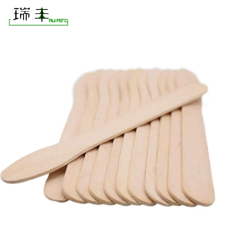 75mm Birch wood biodegradable bundled logo printing ice cream spoons