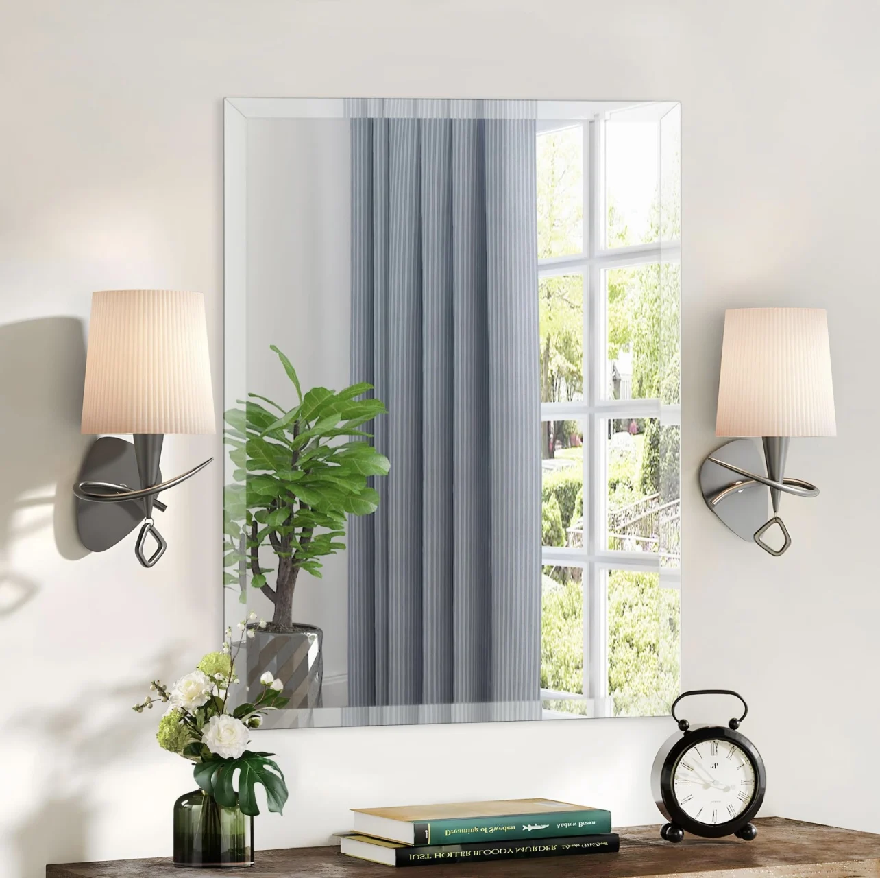 Beveled bathroom mirror Rectangular frameless mirror for bathroom living room bedroom
