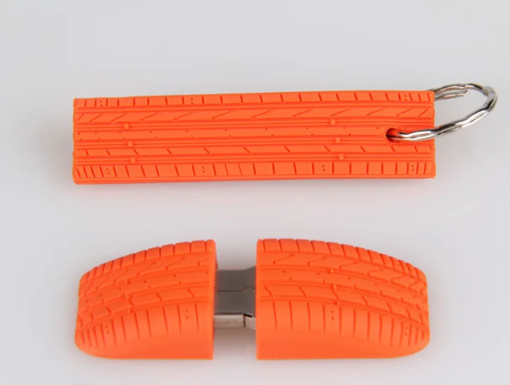 soft PVC rubber silicone car Tire shape deboss emboss engrave 2D 3D shape  USB flash drive keychain keyring gift