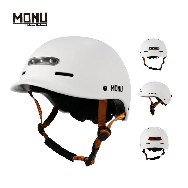City Ebike Escooter electric motorcycle Road bike helmet with Front Flashlight and LED Warning light