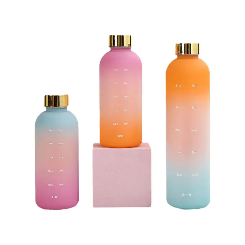 High Quality 1 Liter Leak Proof Frosted Glass Water Bottle For Office Or Gym-BPA Free