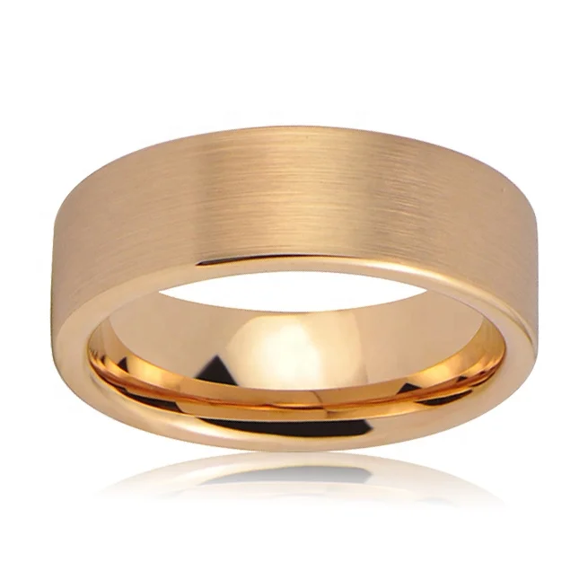 Couple Ring Rose Gold Flat Tungsten Wedding Band Classic Style Zircon Main Stone Silver Plating Engagement Party Anniversary