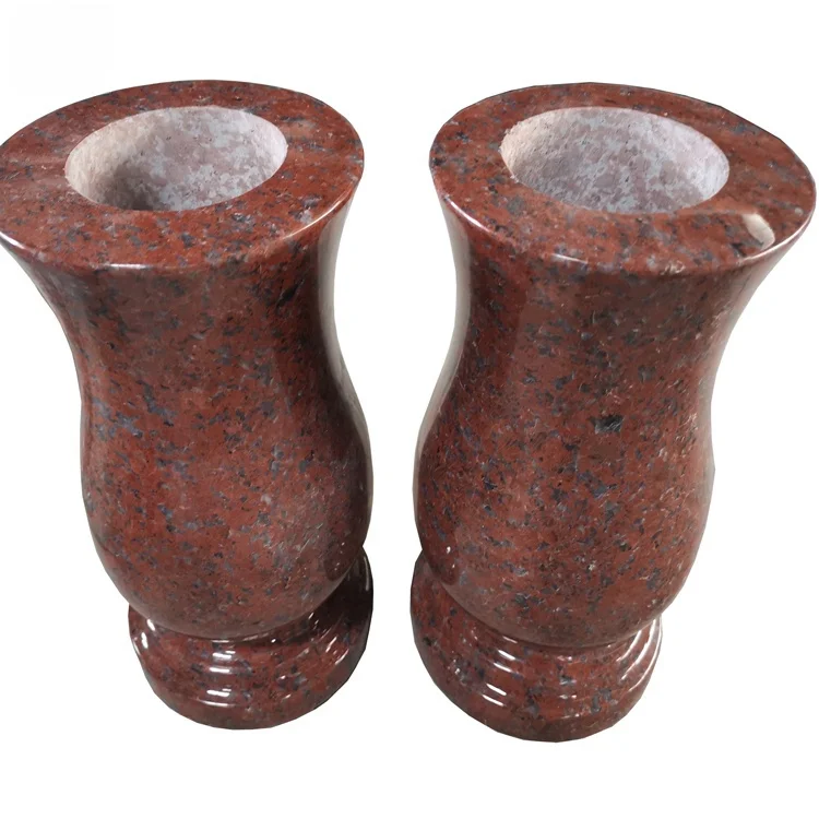 Natural Stone Granite Cemetery Memorial Lantern For Funeral Cemetery Flower Vase Granite