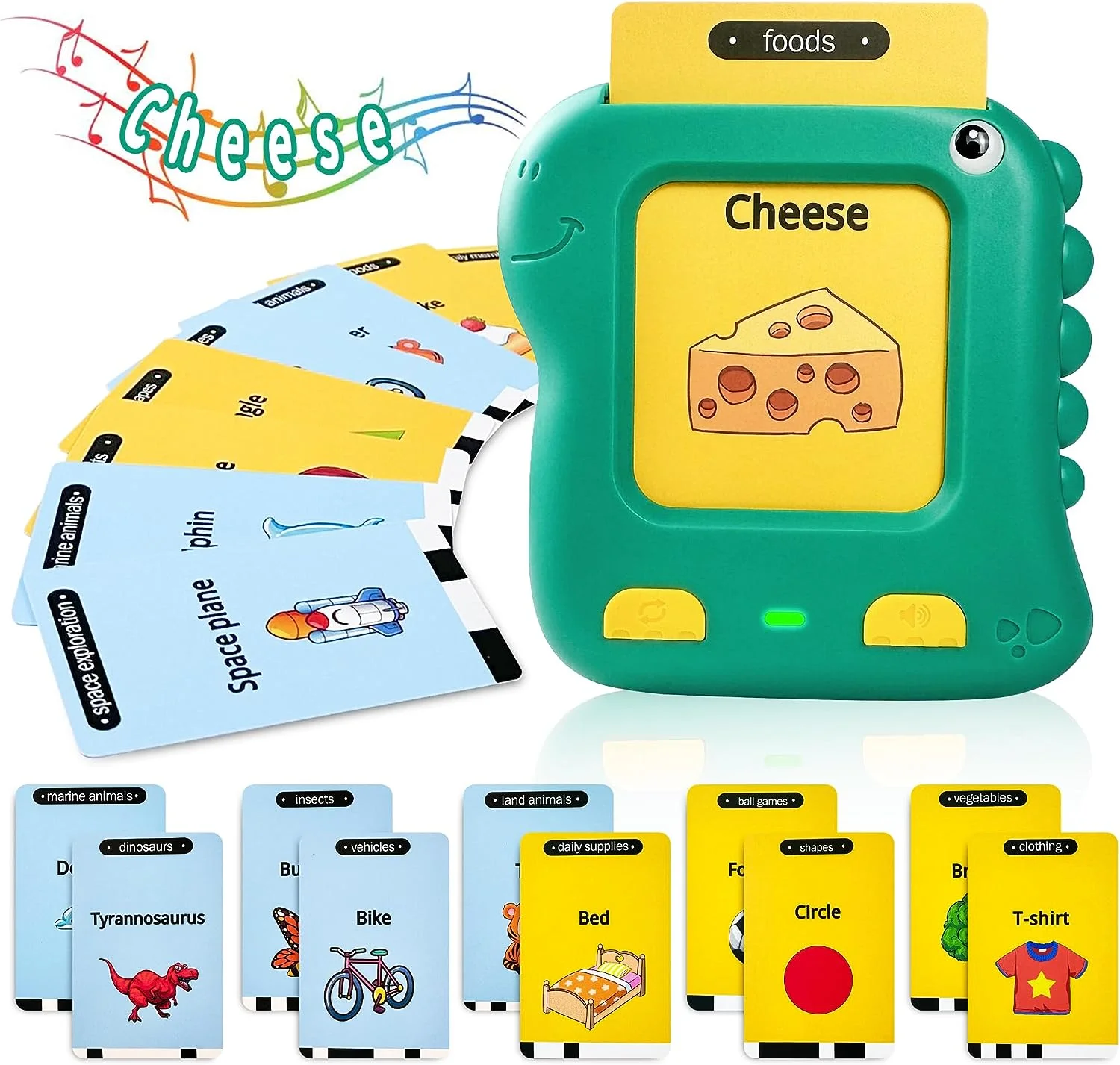 Wholesale Educational Early Learning Toddler Talking Flash Card Reader Musical Plastic Learning Toy Machine with Battery Power