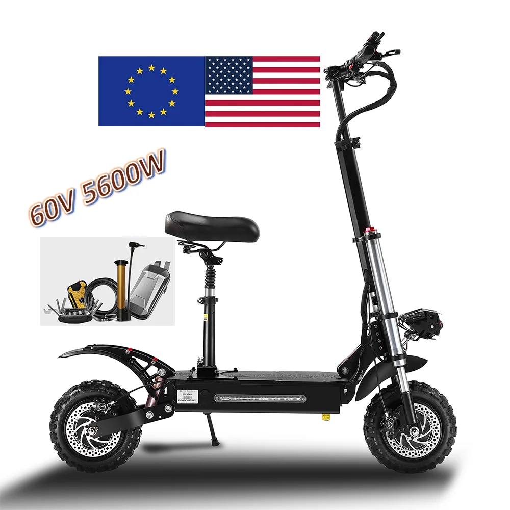 Eu Warehouse 5600W 6000W Speed Folding Dual Motor Electric Scooter Adult