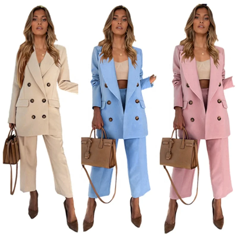 High Quality Office Lady Work Blazer Jacket And Pants For Women Two Pieces Formal Business Pant Suit