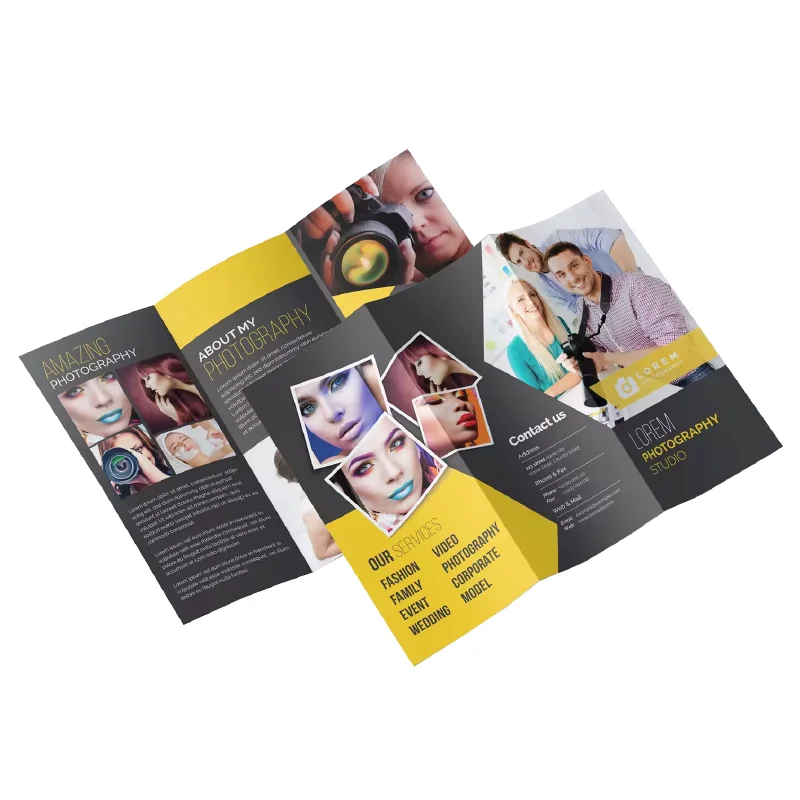 Custom Double Sided Printing Coated Paper Brochure Leaflet Folding Flyer Newsprint Paper Pamphlet