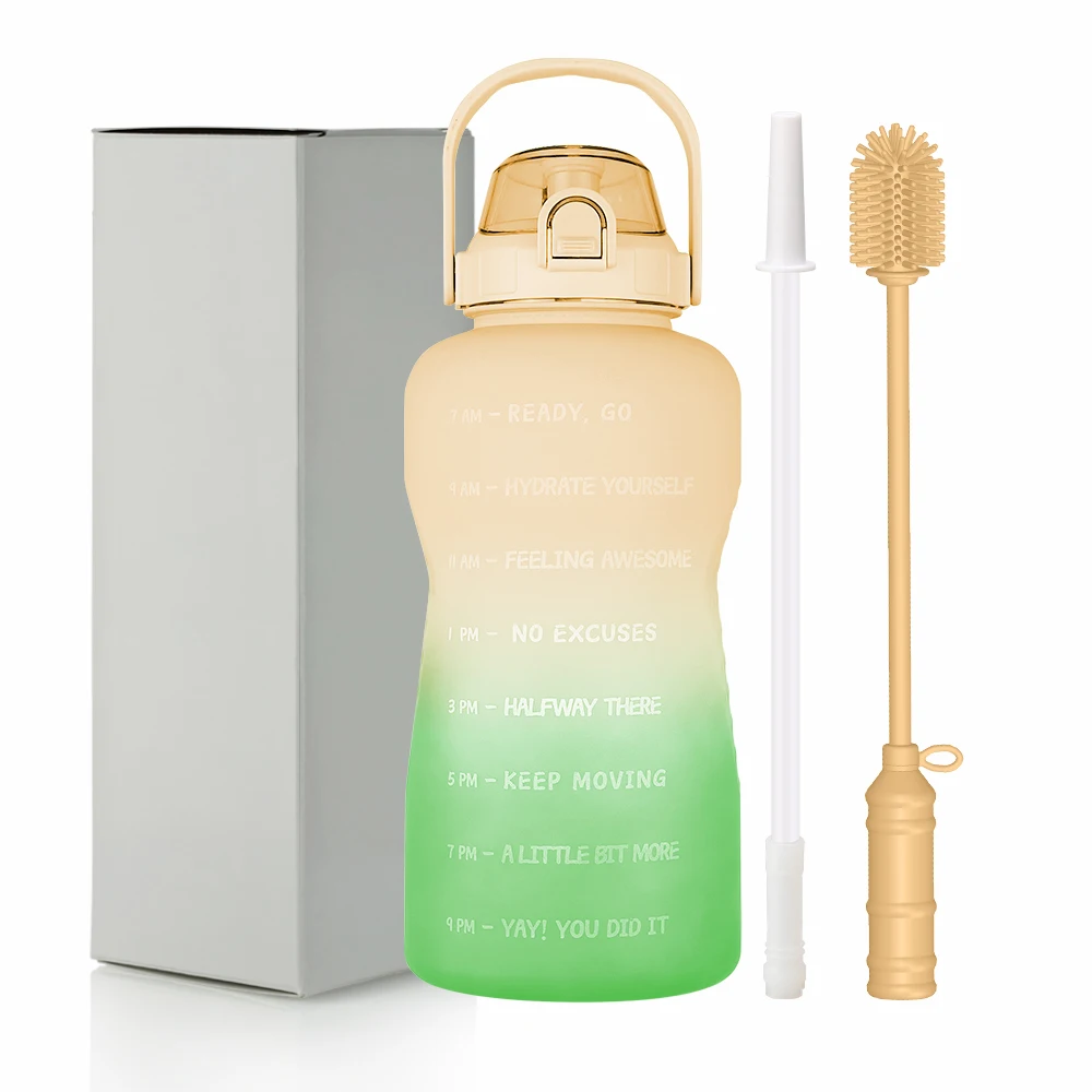 2023 hot 3 in 1 set bottle children motivational water bottle sports plastic water bottle wholesale with Straw  for kids school