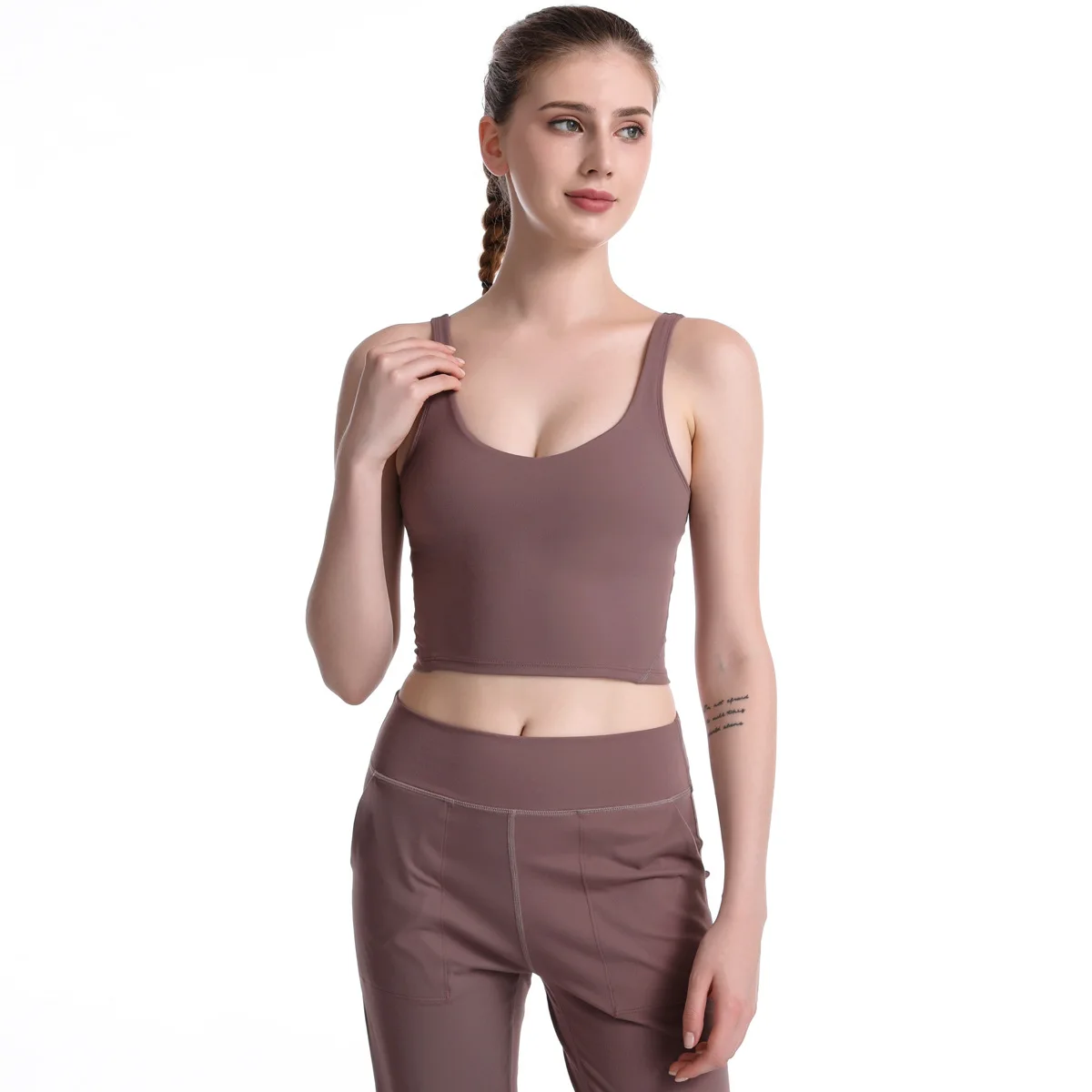 
lulu new double shoulder strap sexy sports underwear women gather breathable widened hem yoga sports bra vest 