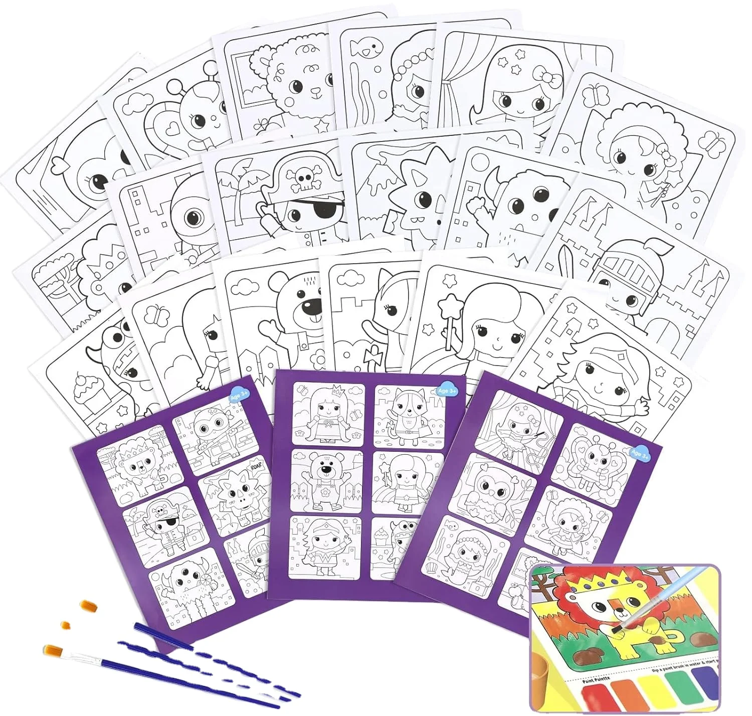 Art Supplies Coloring Note Pad Portable Drawing Kit for Kids Coloring Book Picture Stationery Color Brush Art set for School