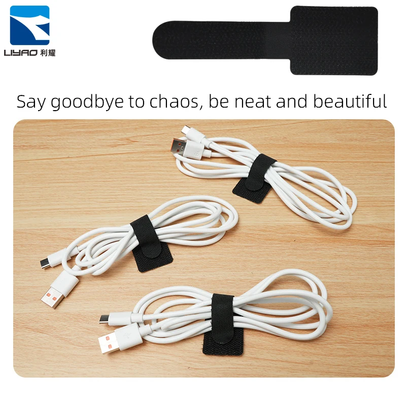 customized Adhesive Wire Organizer Cord Organizers Adjustable Hook and Loop Cable Ties Clips for Wrappers Keeper Kitchen Office