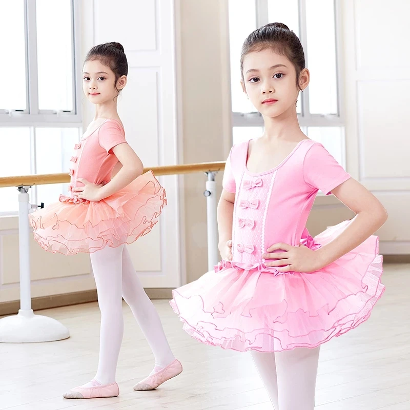 Girls Ballet Dress Kids Bowknot Princess Dress Children Tutu Skirted Leotards for Dancing