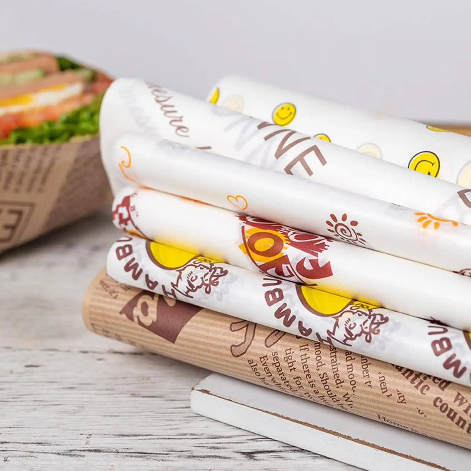 Deli Paper Sheets Sandwich Wrap Paper - Food Wrapping Grease Resistant Checkered Basket Liners