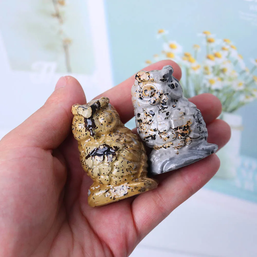 Wholesale healing crystal picture stone owl shape crystal carving for decoration gifts