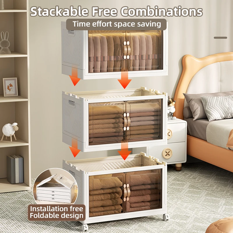 Wholesale Home Organization High Quality Living Room Wardrobes Foldable Clothes Cabinets Plastic Clothing Toys Storage Box Bins