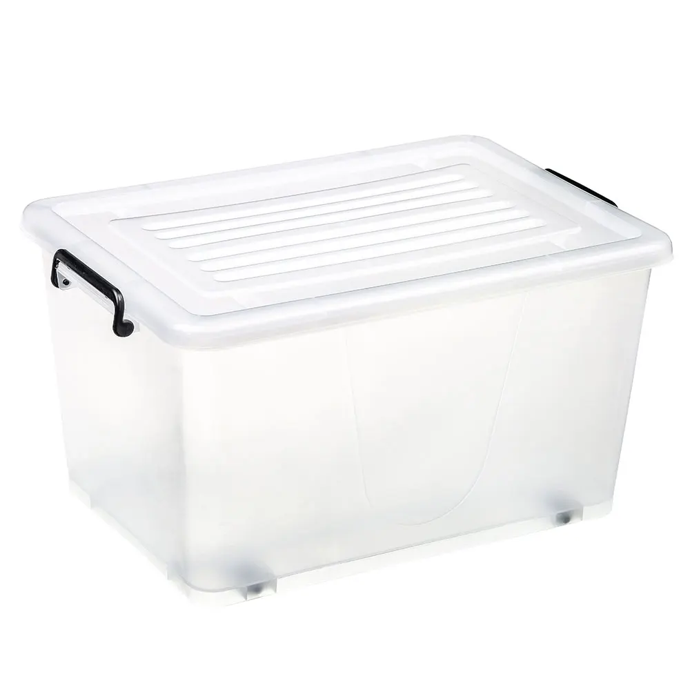 Multipurpose 50L clear plastic storage box with lids
