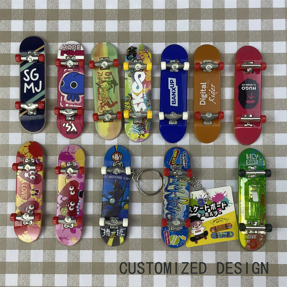 OEM ODM Custom Brasil Grey 26mm Metal Die Cast Stand Fingerboards Finger Skateboard With Keychain