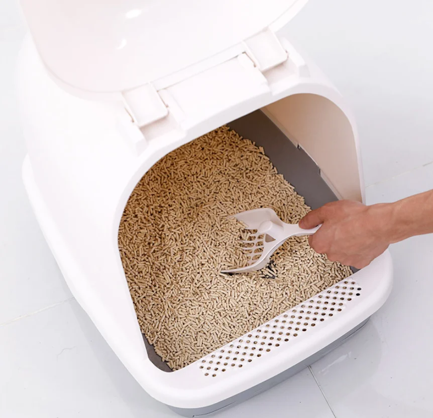 Large Size Totally Closed Pet Poop Cleaning Anti-splash Cat Litter Box