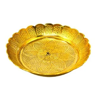 Export Wholesale  High Quality Home Kitchen Custom Cooking Pot Brass Plate Handcrafted, Sweet Plate. Brass Plate Diameter 6 Inch
