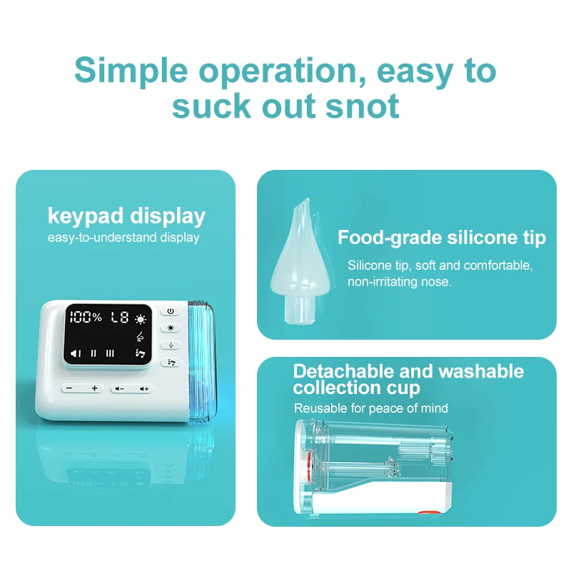 Digital baby nasal aspirator vacuum cleaner electric nose sucker 9 adjustable levels silicone nasal aspirator for baby