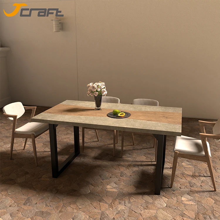Бетонная настольная мебель для улицы и помещения длинный обеденный стол