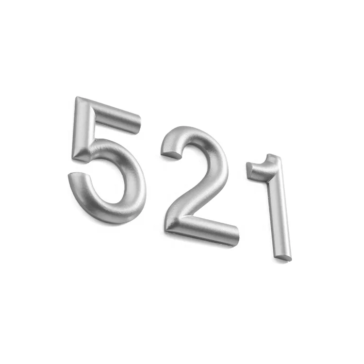 Spherical three-dimensional 3D word silver metal door number house aluminium sign alloy numbers for hotel doorplate