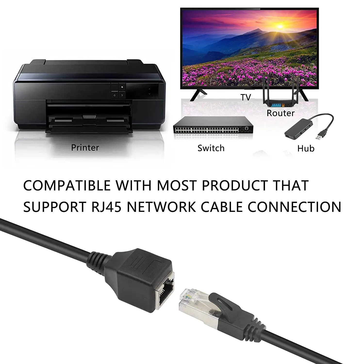 Cat5E CAT6 Ethernet Extension Cable RJ45 Coupler Female to Female Ethernet LAN Network Cable Connector