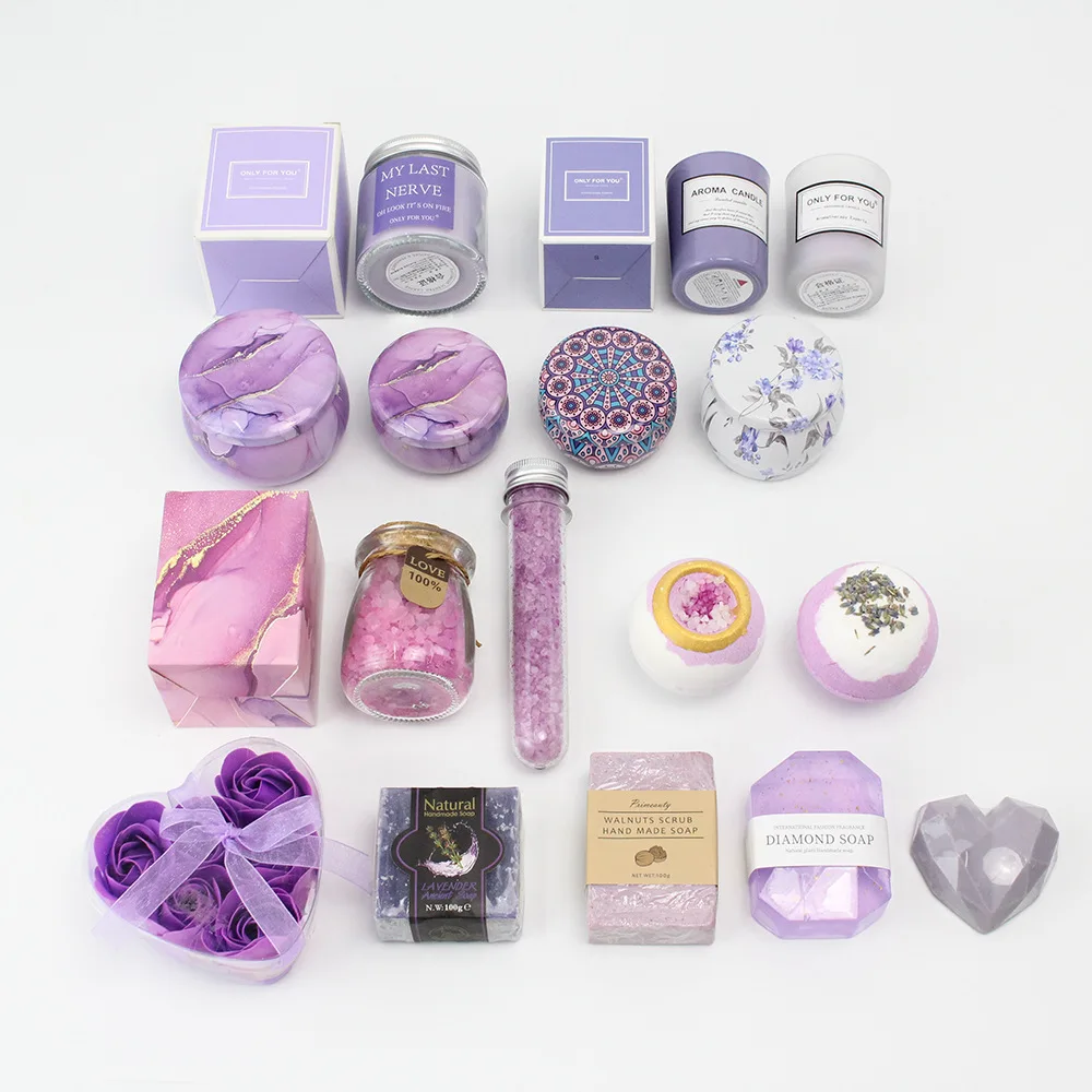 Christmas Natural Birthday Gift Basket Self Care Luxury Spa Day Kit Bath Salt Candle Handmade Relaxation Gifts Sets for Women