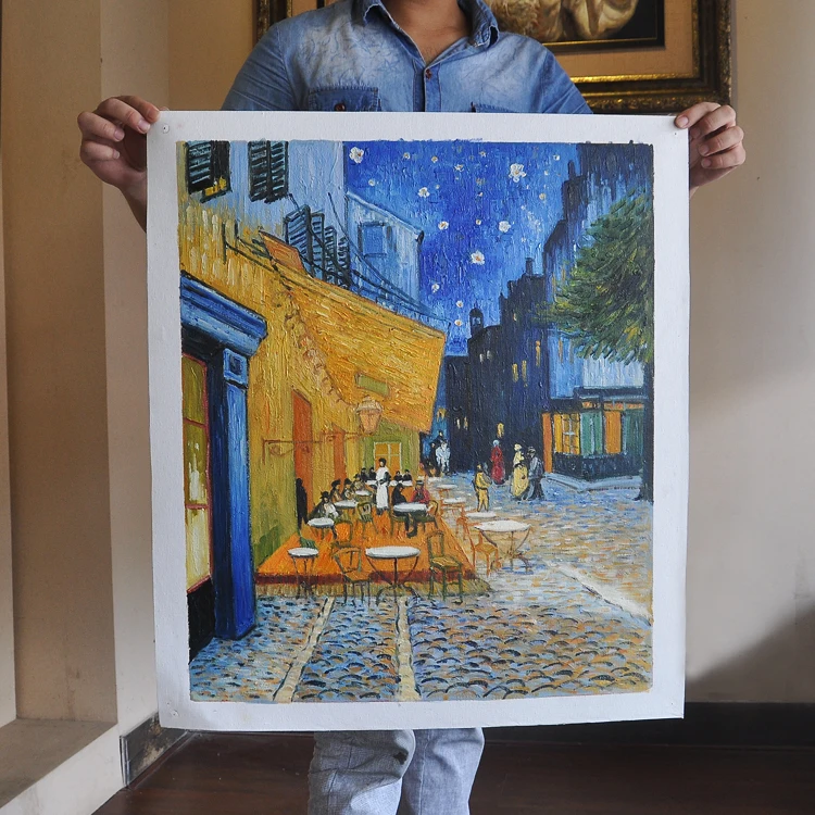 Handmade Museum Quality Cafe Terrace Wall Art Decor Old Masters Oil Painting Reproduction Canvas Painting Van Gogh